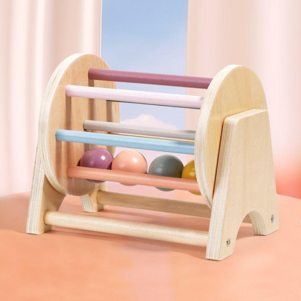 Color Shape Cognition Ball Drop Kids Toy Wooden Ball Busy Drum Toy  Birthday Present