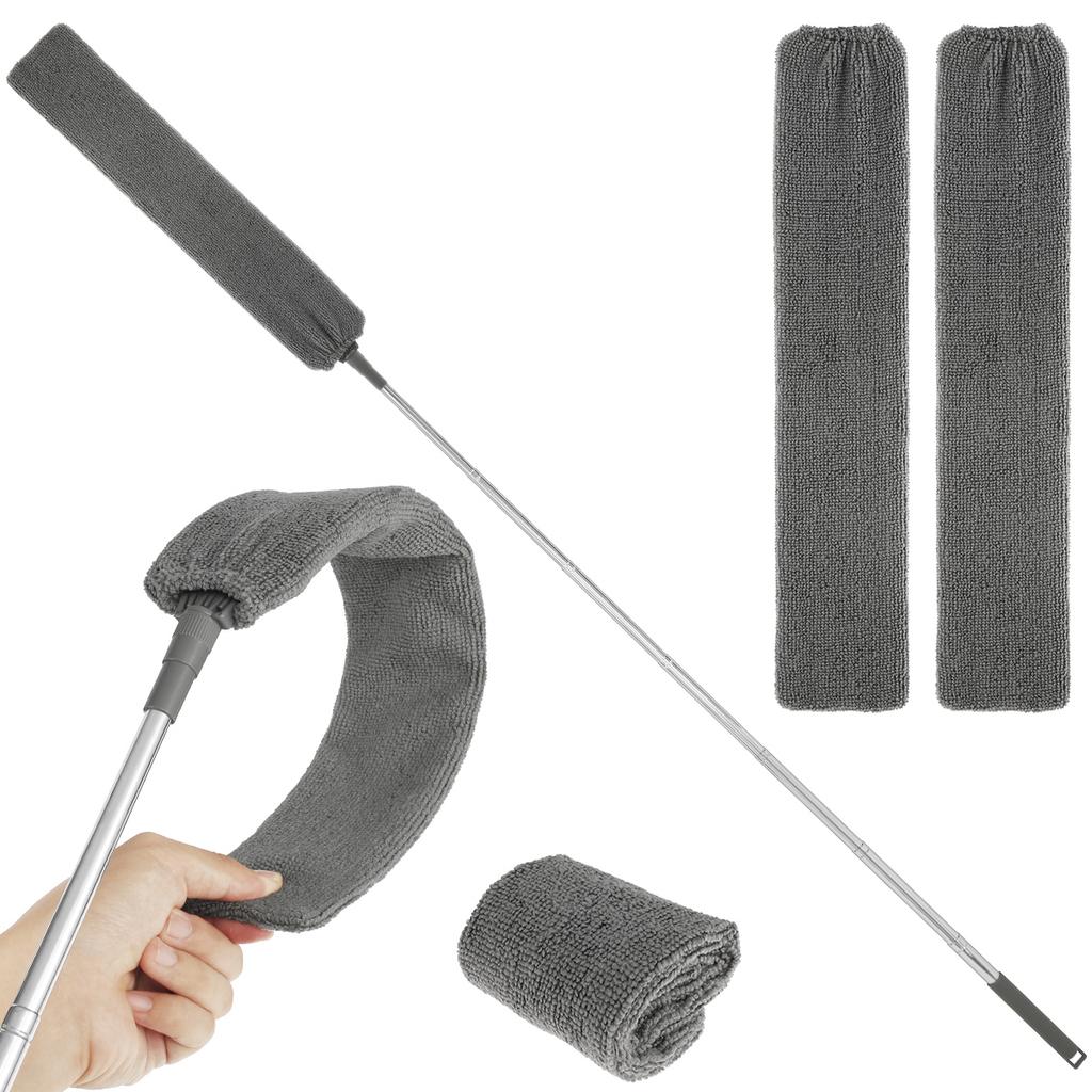 Gap Dust Cleaner Retractable Microfiber Gap Dust Brush Flexible Long Flat Gap Duster with Extendable Pole and Cloth Cover