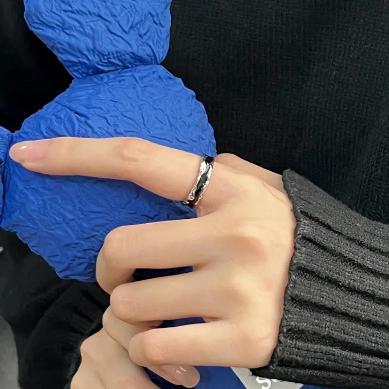 Goth Punk Fashion Oil Drip Open Rings for Women Men Personality Irregular Adjustable Finger Ring Trendy Wedding Jewelry