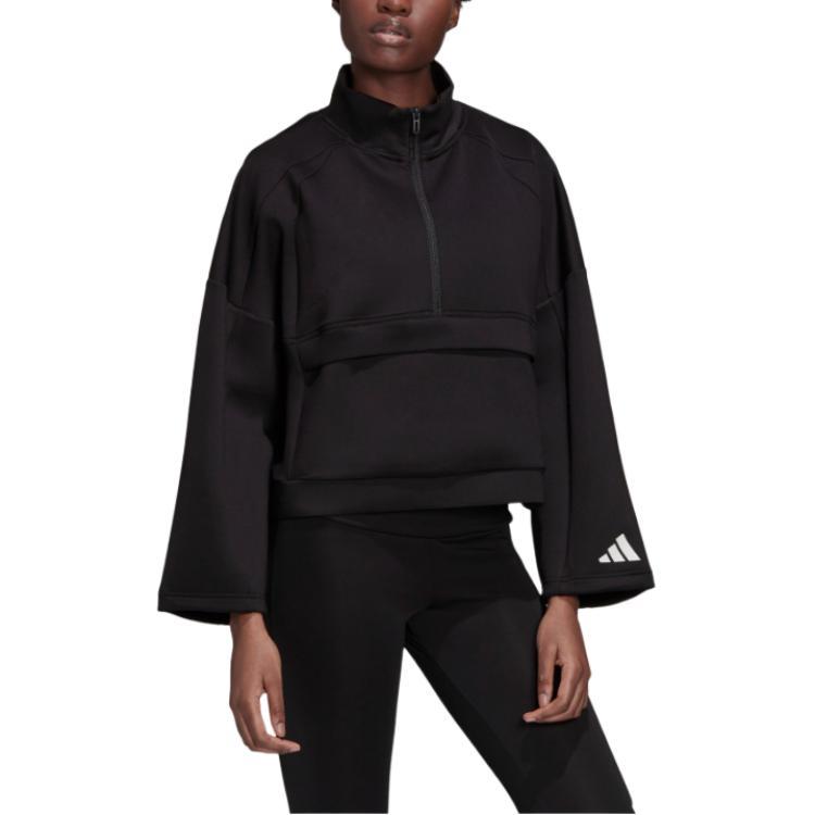 adidas Athletics Pack Logo Print Loose Fit Stand Collar Long Sleeve Sweatshirt Women Sweatshirt EA0343