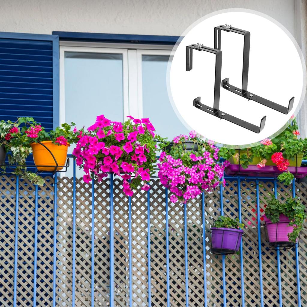 HAKIDZEL 2-Pack Planter Hooks, Wall-Mounted Planter Rack, Outdoor Iron Planter Bracket, for Balconies and Railings, Hanging Plants and Lanterns