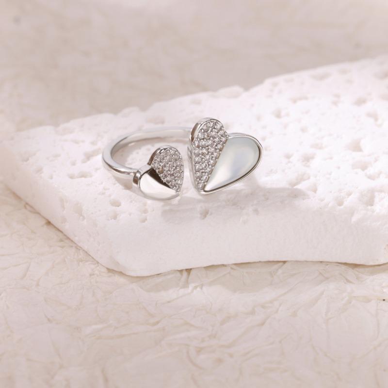 Heart Ring Women's K Gold Micro-inlaid Zircon Temperament Designer Ring High-end Commuting