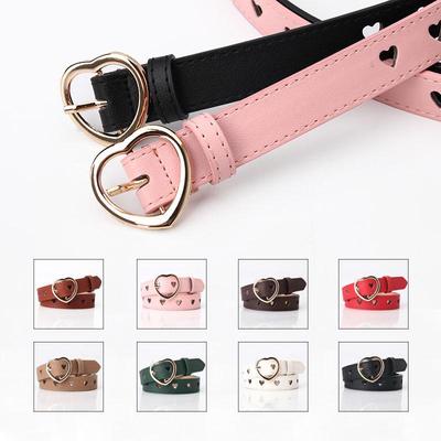 Sanyicai Damen Herbst PU Dornschließe Liebe Hohl Jeansgürtel