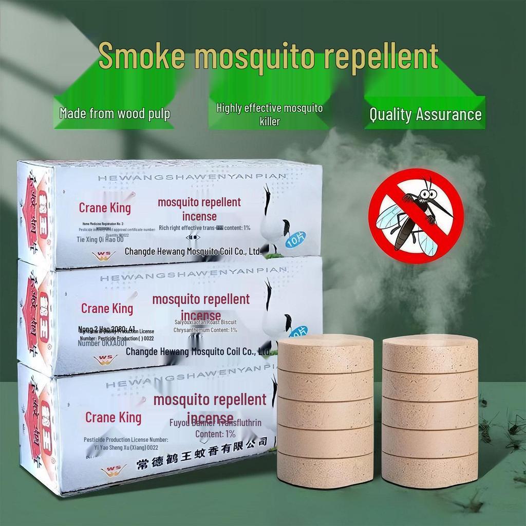 Crane King Old Brand Indoor Mosquito & Insect Repellent Smoke Tablets