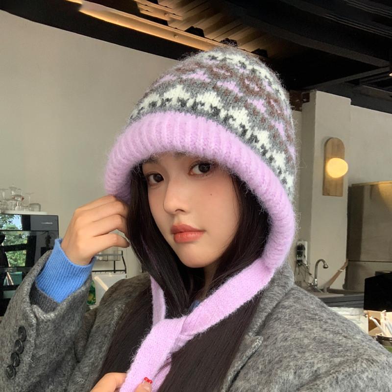 Colorblock Beanie For Women Winter Casual And Fashionable Headwear