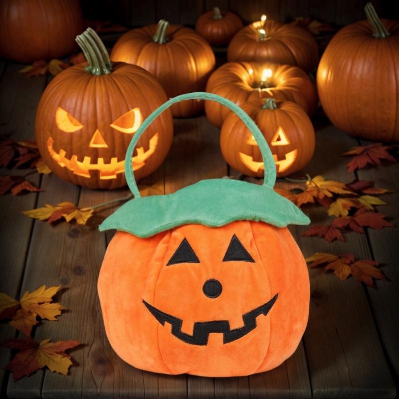 Halloween Pumpkin Candy Holder Plush Cloth Storage Pouches Christmas Party Treats Bag For Kids Candy Chocolate Storage