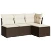 Vidaxl 4-Seater Garden Lounge Set, Cushions, Brown Rattan Pe