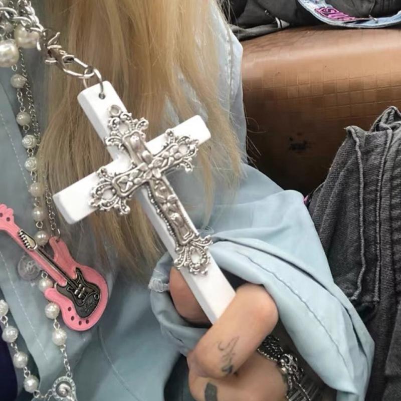 Модне дерев'яне хрестоподібне підвісне намисто Панк Готичний Комір Чокер Довгий ланцюжок на шию Прикраси Y2K для жінок Чоловіків