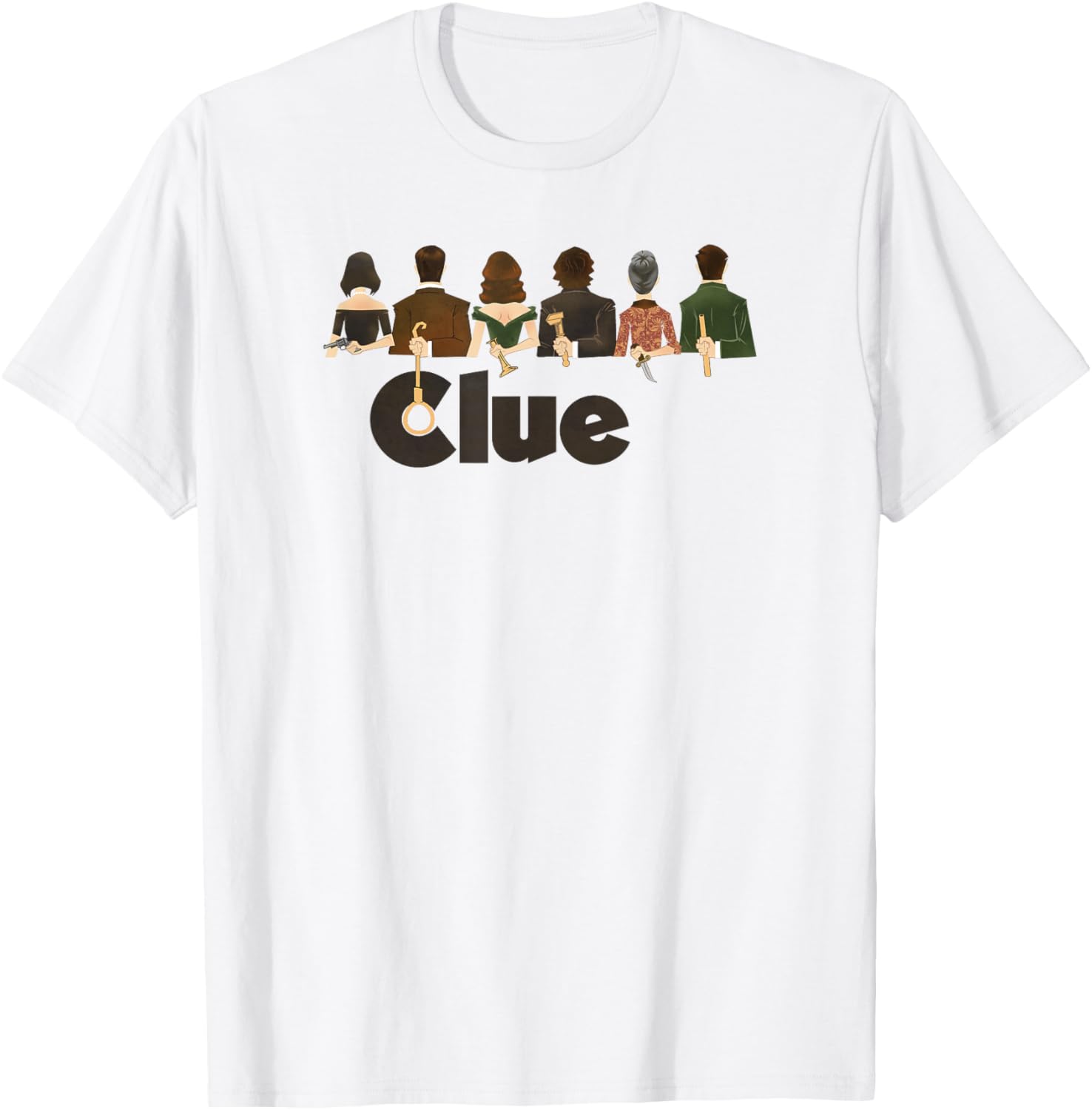 Clue Characters Hiding Their Weapons on Their Backs Lineup TShirt Funny Shirt  Customizable Casual  Streetwear Ropa Hombre S
