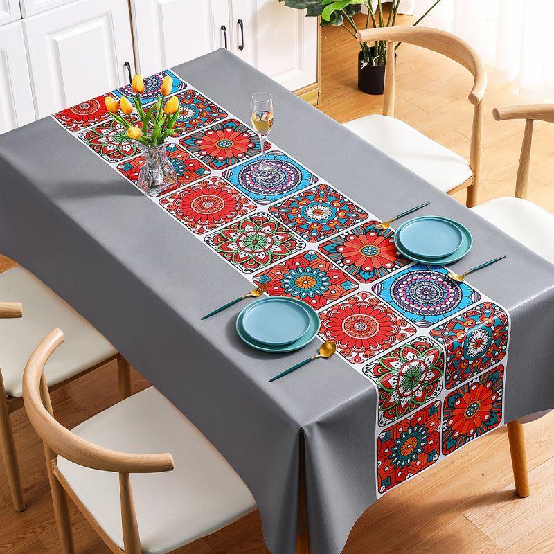 Nordic Ethnic Style PVC Tablecloth Waterproof, Oil Resistant, and Scald Resistant Rectangular Bohemian Tablecloth