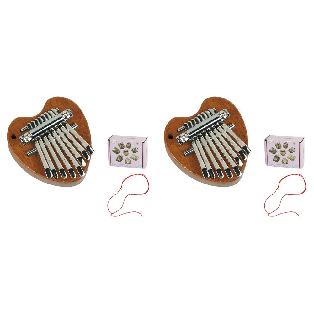 

2Pcs 8 Keys Mini Kalimba Wooden Thumb Piano with Lanyard Portable Musical Instrument Cute Marimba for Travel Party Outdoors