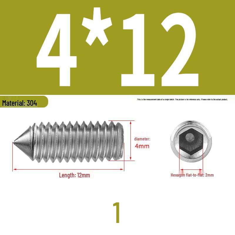 12.9 Edelstahl 304 Innensechskant Kegelspitze Gewindestift M2/M3