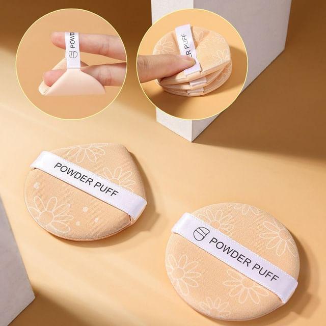 Jesireca - Set of 2: Floral Powder Puff (Various Designs) Nude