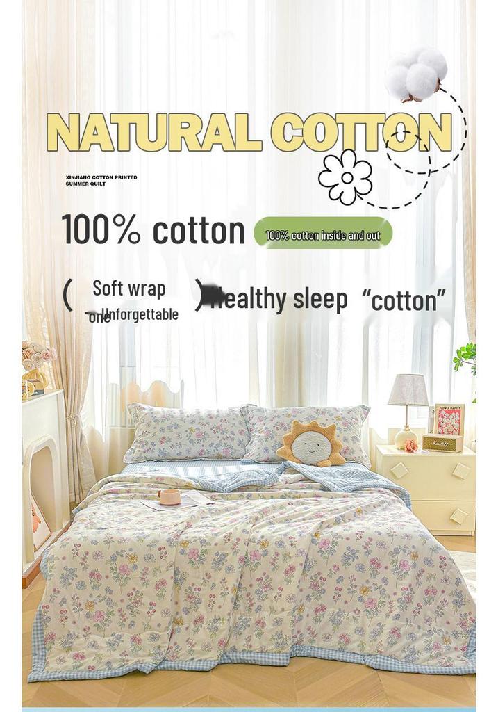 Class A Pure Cotton Summer Air Conditioning Quilt - Thin, Machine Washable