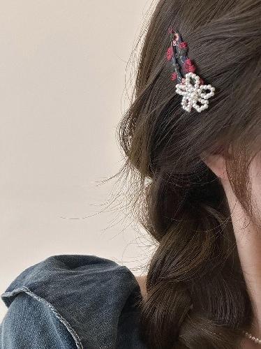 Spring New Style Mesh Bow Rose Hairpin Hairpin French High-end Girl Hairpin Wild Broken Hair Side Clip