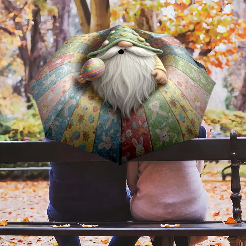 1 st Automatiskt Fällbart Paraply - Tecknat Mönster, Bärbar & Vikbar Design med 8 Ribbor, Jul- Födelsedagspresenter