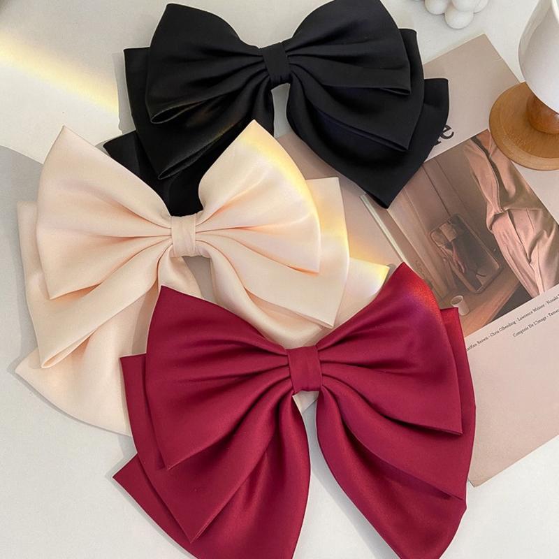 Damen Satin Schleife Haarnadel Pferdeschwanz Clip Schleife Band Federklemme Temperament Accessoires Koreanische Mode Elegant