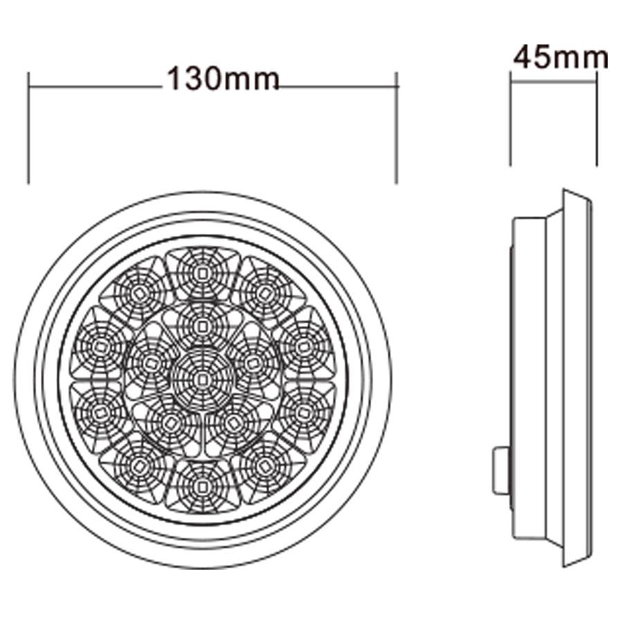 

5 16Led Round White Tail Indicator Light Rear Truck Trailer Rv Lamp 12V 24V 1X