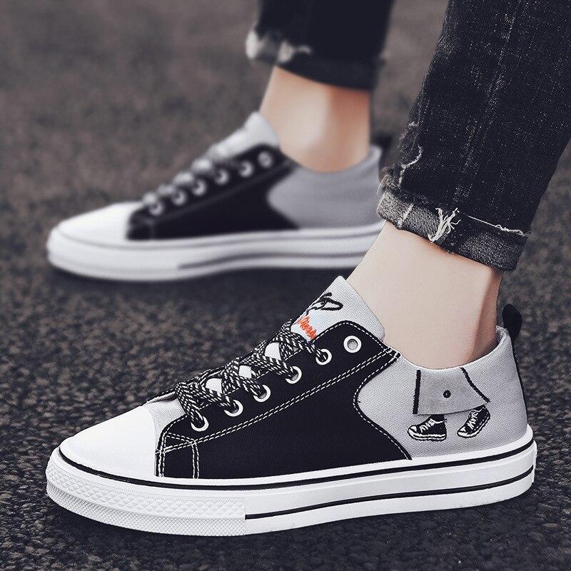 High Top Running Sneakers Men Canvas Shoes Cool Street Shoes Young Male Sneakers Black Red Mens Causal Walking Shoes