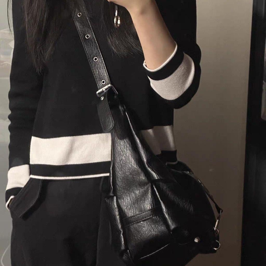 Soft Leather Commuter Tote Bag, Small Single-shoulder Crossbody Bag with Large Capacity