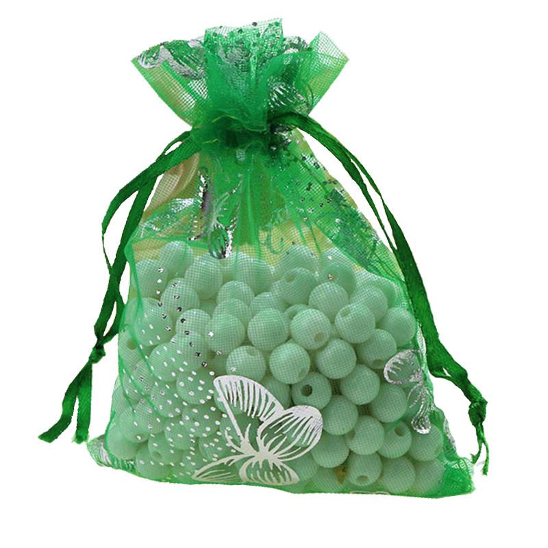 25 peças 3 tamanhos sacos de borboleta estampados a quente, sacos de presente de joias, sacos de doces, sacos de presente de casamento com cordão, sacos de gaze estampados a quente, sacos de organza, sacos de especiarias