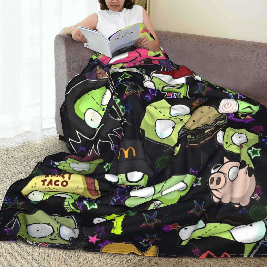 Invader Zim Gir Dib Robot Blankets Flannel Textile Decor  Portable Super Soft Throw Blanket for Bed Car Bedspread