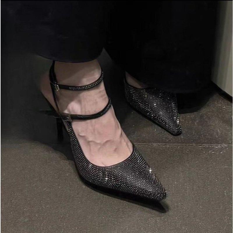 Bling Women Heeled Sandals Stilettos Slingback 2026 Fashion Summer Sexy Dress Luxury Pumps Party Sandalias
