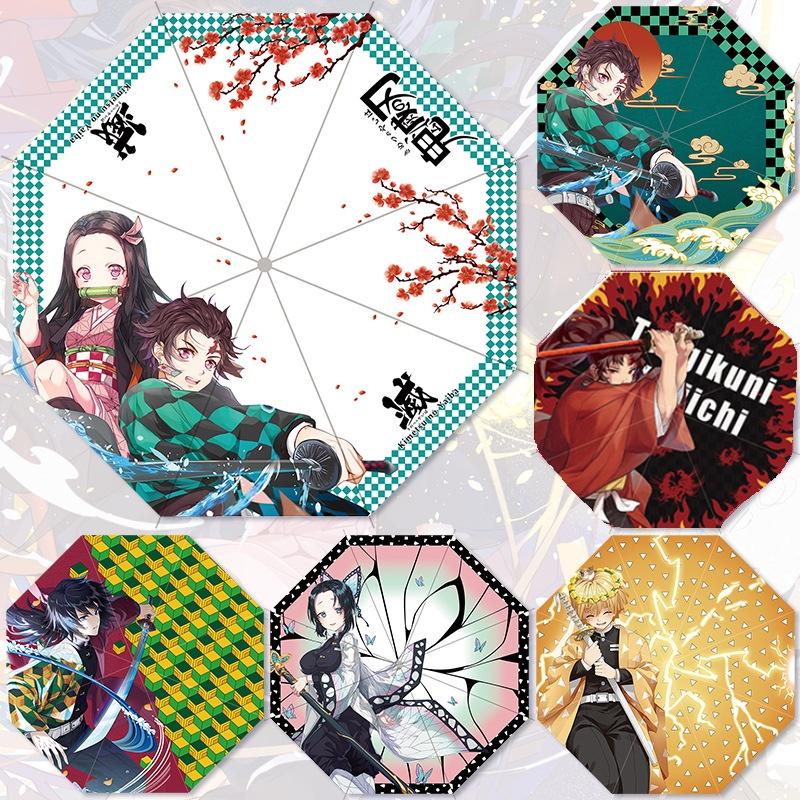 Anime Demon Slayer Three-fold Umbrella For Sun And Rain Protection