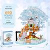 Forest Log Cabin & Windmill Treehouse Building Set - Compatible with LEGO, Educational Blocks for Kids