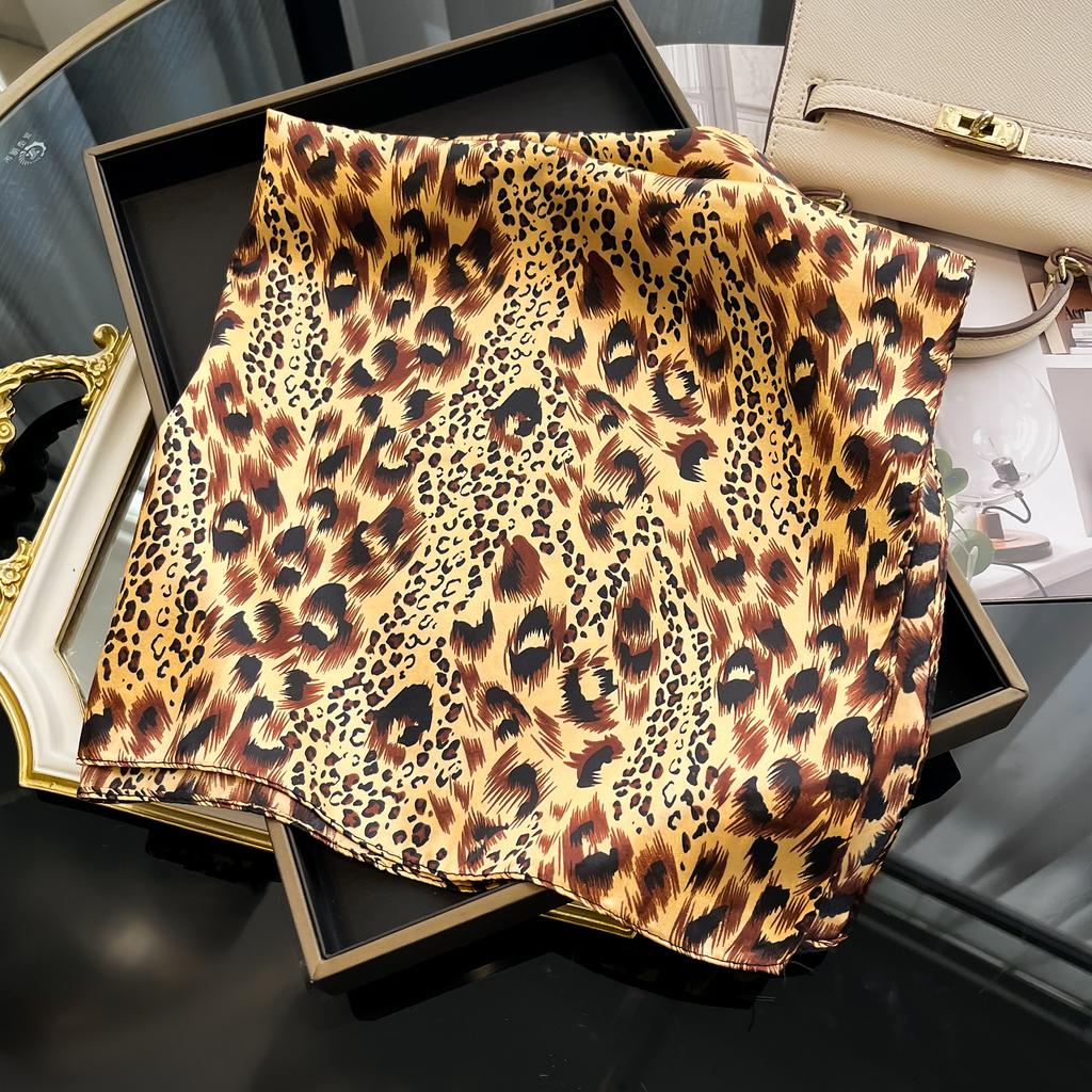 Luxury Silk Hair Square Scarf Women Satin Neck Tie Hand Wrist Foulard Summer Print Shawl Wraps Head Kerchief Hijab Bandana New