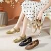 French 2025 new thick heel one-word buckle with square head spring and autumn single shoes gentle low heel light mouth Mary Jane women's shoes