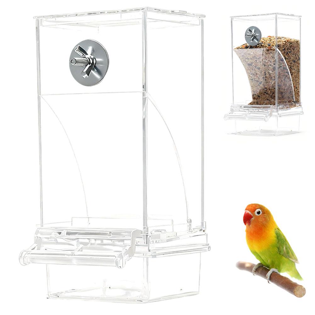 No Mess Automatic Bird Feeder Transparent Drinker Food Container Cage Parrot Feeder Parakeets Bird Cage Accessories