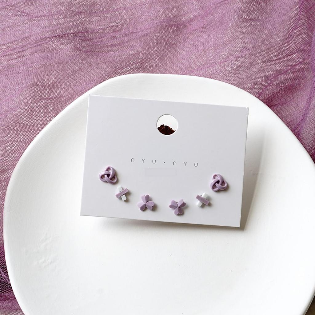 Ceramic Ear Post Stud Earrings Mixed Color Round Flower Star Airplane Universe Planet Earring Girl Women Ear Jewelry