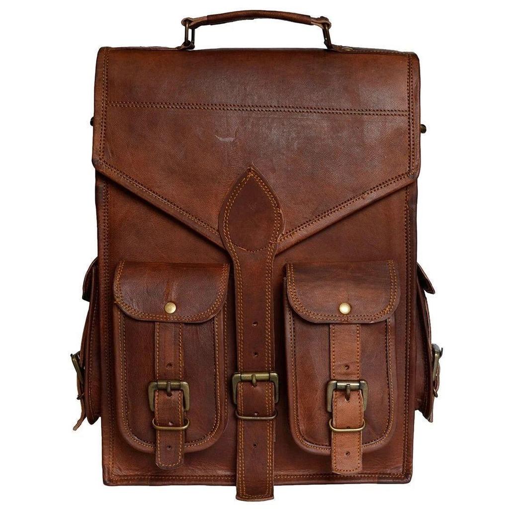Leather Full Grain Backpack Laptop Bag Rucksack Travel Vintage Genuine
