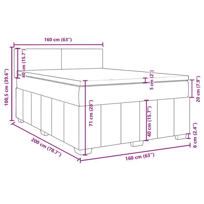 VidaXL Slatted Bed Base with Mattress Taupe 160x200 Cm Fabric 3287116