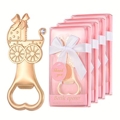12pcs Pink Push Cart Bottle Openers, Birthday Gifts, Party Gifts, Decorative Souvenirs, Gift Boxes for Guests To Share Gender and Party Preferences,