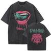 Washed Vintage Rock Band Falling In Reverse Skeleton Print Tshirt Men Women Retro Gothic Punk Tshirts Cotton Oversized T Shirt