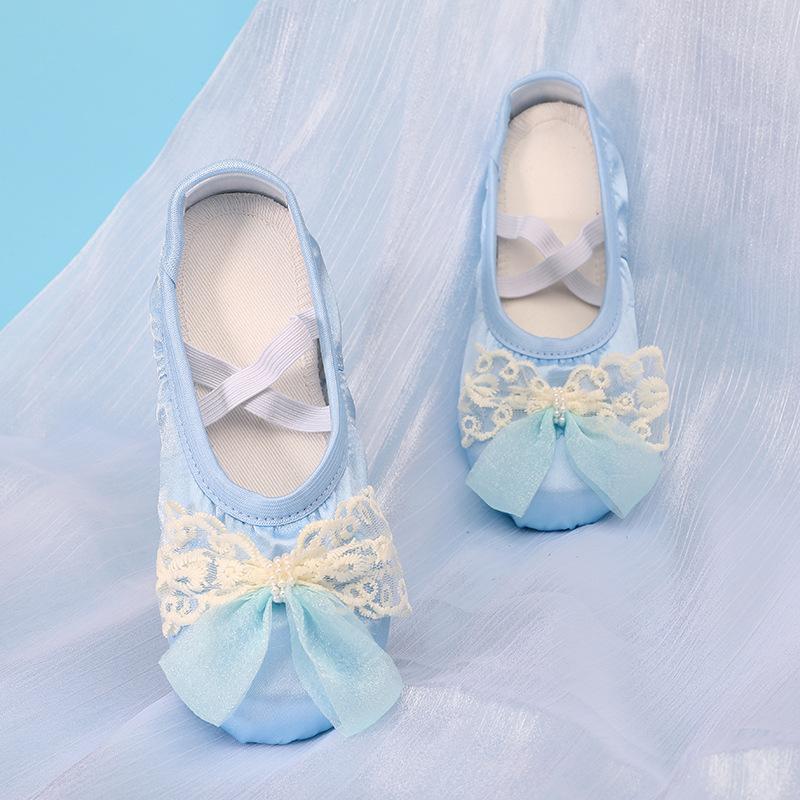 lace bow ballerinas woman 2024 ballerinas shoes for women barefoot shoes kids ballerinas shoes girl footwear ballet accessories 23 синий