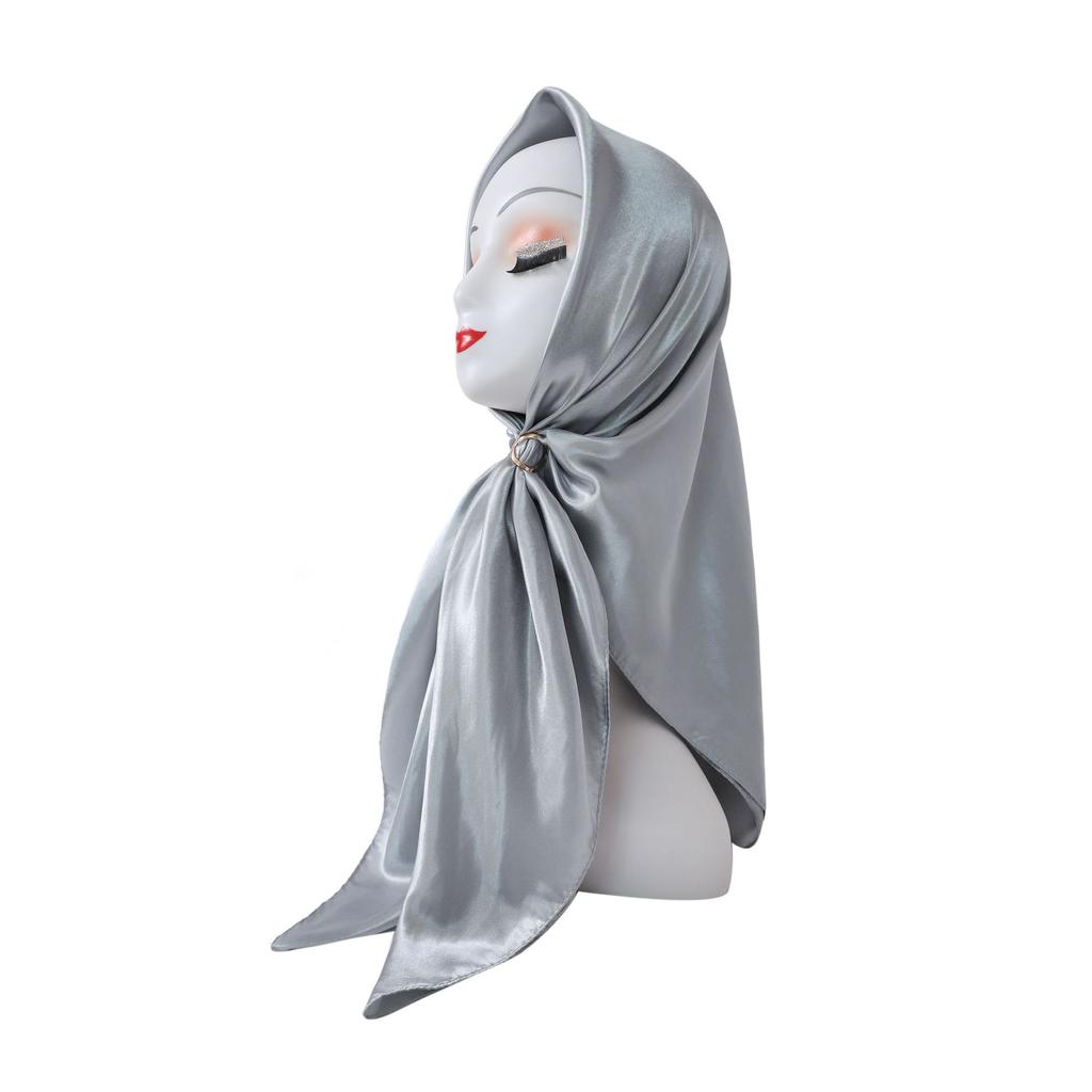 Fashionable New Versatile Headscarf Large Square Scarf Solid Color Scarf Women'S Simulated Silk Satin Scarf