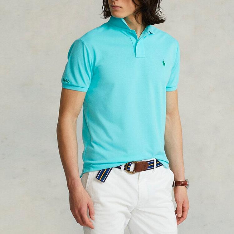 Polo Ralph Lauren Ss22 Solid Color Logo Embroidered Short Sleeve Polo Shirt Men tops Blue MNPOKNI1N821689-400
