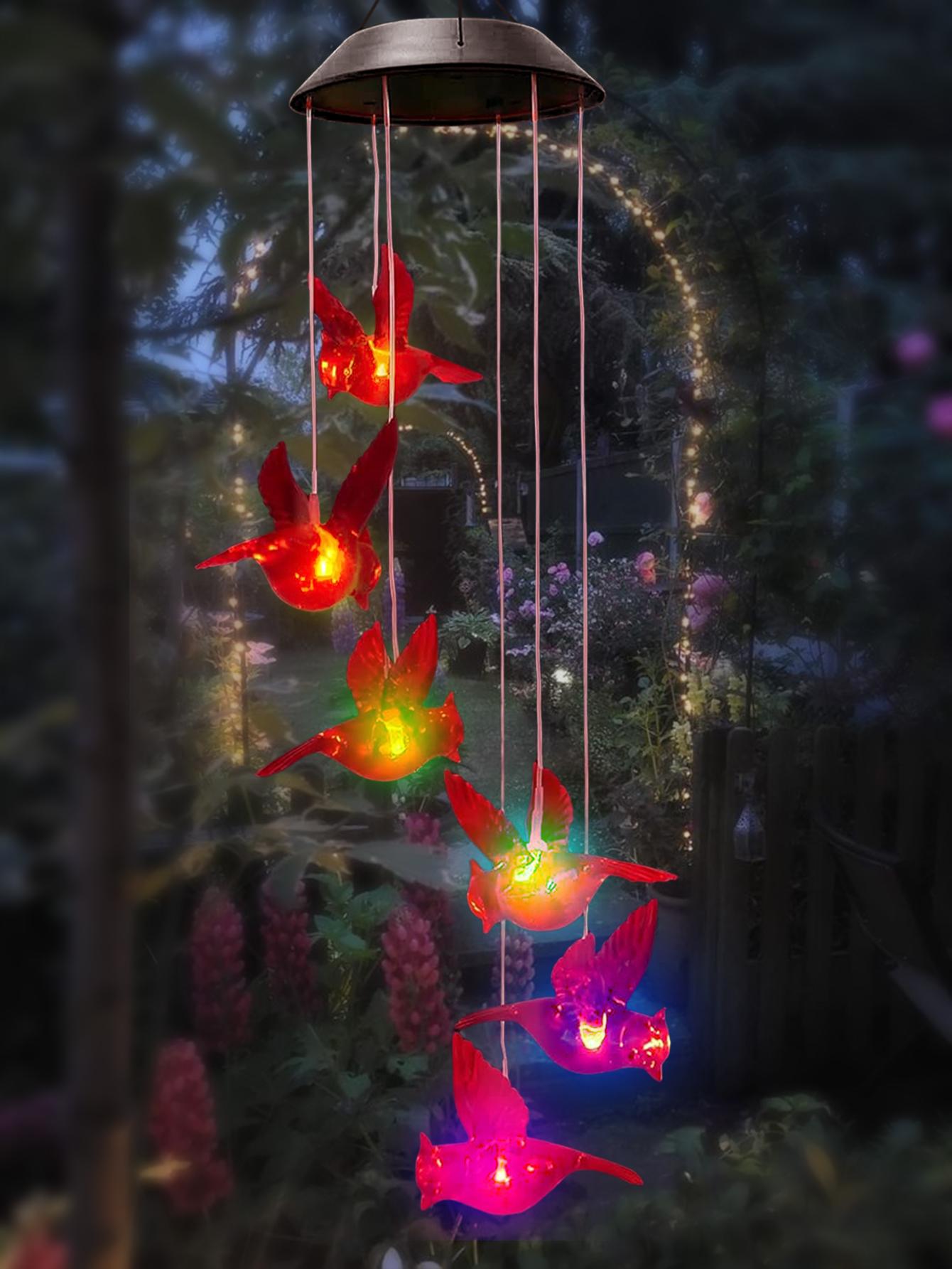 

1 шт. Солнечные садовые колокольчики-шары с кардиналами, меняющие цвет, водонепроницаемые, декоративный свет для патио, праздничная атмосфера 0-5W