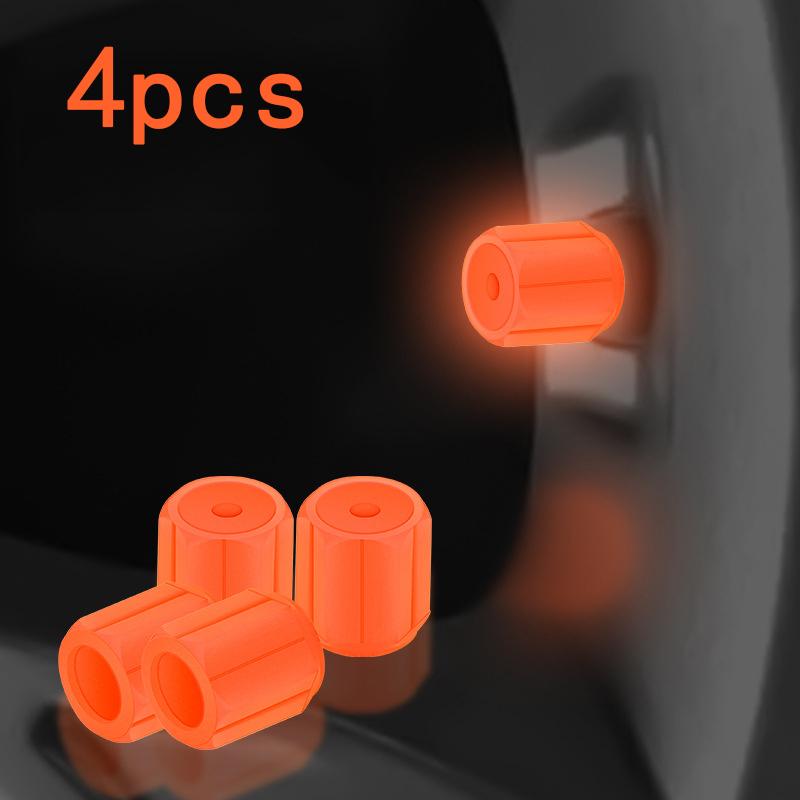 4pcs Luminous Tire Valve Caps Car Motorcycle Bicycle Wheel Tyre Hub Night Glowing Caps Tire Valve Stem Cover Fluorescent Decor