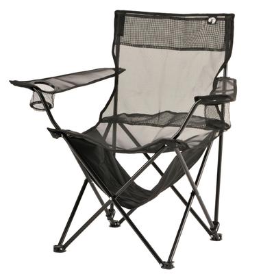 Cadeira de estar ao ar livre CAPTAIN STAG Cadeira de estar de malha fria Cadeira de estar relaxante com bolso de prateleira preta Suporte para bebidas/encosto UC-1887