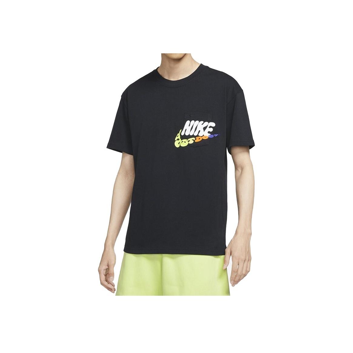 

Nike Спортивная футболка с круглым вырезом и коротким рукавом с принтом логотипа, мужские топы, черные DJ1344-010 S