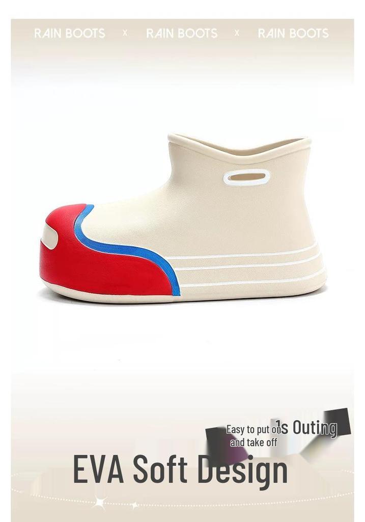 Trendy Waterproof Retro Dad Style Ankle Rain Boots - Non-Slip, Wear-Resistant, All-Season High-Top Footwear
