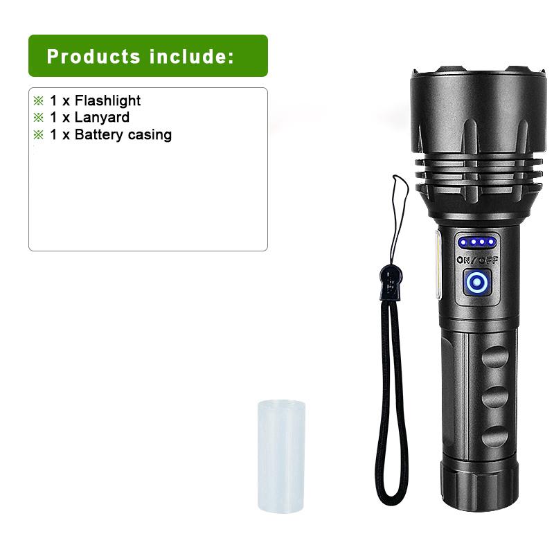 

Фонарик с высокой яркостью 2000000 лм, мощный светодиодный фонарь мощностью 300 Вт, COB-фонарь, масштабируемая лампа, перезаряжаемый фонарик, фонари для самозащиты A-Flashlight