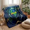Brazil Football Printed Flannel Blanket Skin Friendly Warm Decorative Throw for Indoor Couch Bed Daily Use