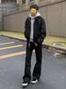 Men's Black MA1 Bomber Jacket - Autumn Streetwear Cool Lapel Short Silhouette Baseball Outerwear.
