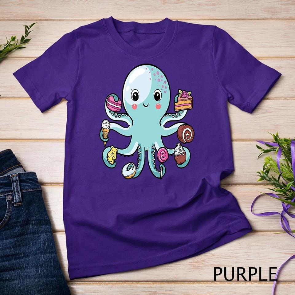 Octopus Octopus Cake Tentacles Marine Animals Children Unisex T-shirt 8 L