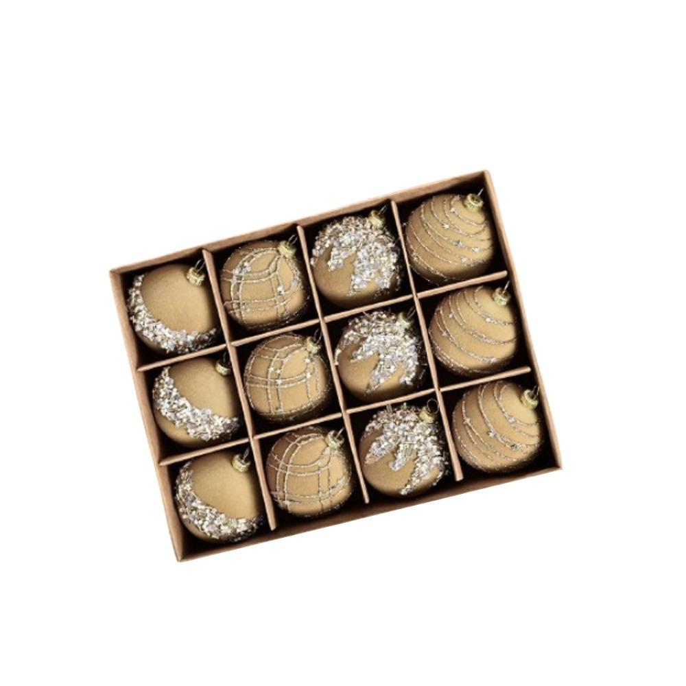 

6cm Christmas Balls Ornaments Flocked Xmas Tree Hanging Ornaments Holiday Festival Decor хаки